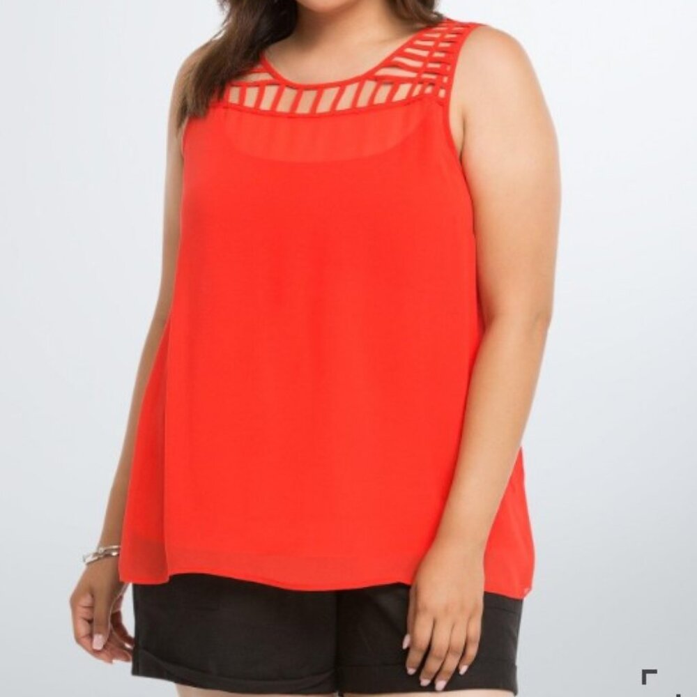 Torrid Size 3 (24W) Red Chiffon Cage Tank Top
